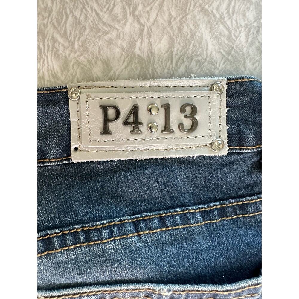 P Four One Three Women's Distressed Straight Leg Stretch Jeans Size 38 - Picture 10 of 14